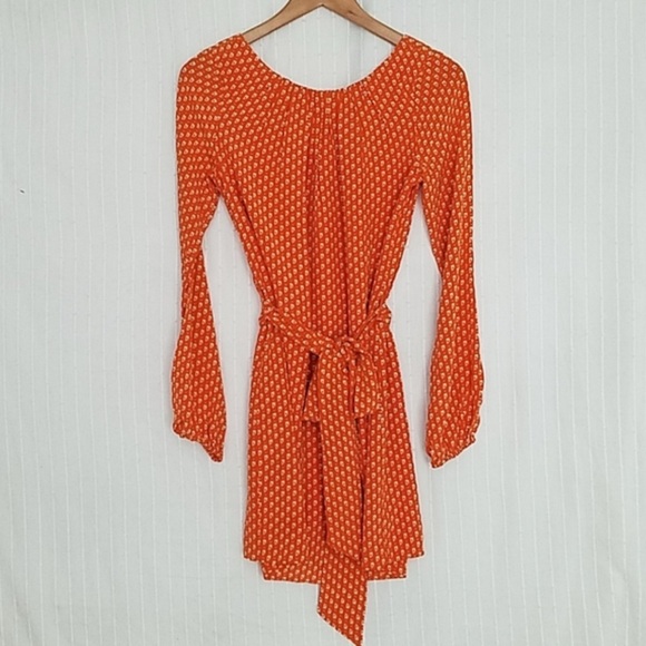 Shoshanna Silk Orange Long Sleeved Dress Size 2 - Picture 1 of 8